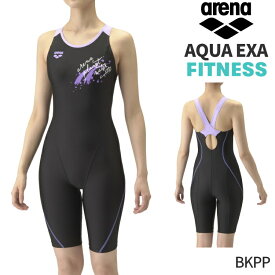 アリーナ arena フィットネス水着 レディース ワンピーススパッツ オープンバック ハーフレッグ ひっかけパッド付き アクアエクサ AQUA EXA AS4FWF04W