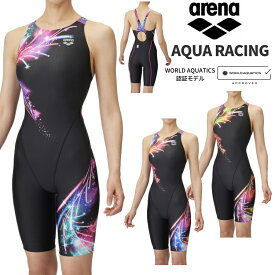 アリーナ arena 競泳水着 レディース WA承認 レーシングワンピーススパッツ オープンバック ハーフレッグ アクアレーシング AQUA RACING AS5SRC68L