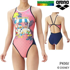アリーナ arena 練習水着 レディース ディズニー トレーニングワンピース オープンバック ドナルド・ダック タフスーツ TOUGHSUIT 競泳水着 AS5FWM52L