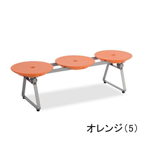 テラモト TERAMOTO ディスクベンチ フォールディングタイプ 長椅子 屋内用 幅132cm 折りたたみ コンパクト 軽量 立てかけ 3人掛け 樹脂製 ブルー オレンジ BC-309-513