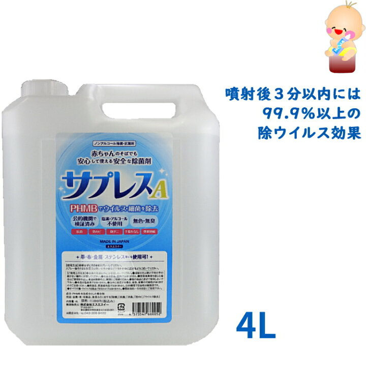 楽天市場】ウイルス 除去 業務用 ノンアルコール除菌剤 サプレスA 業務 
