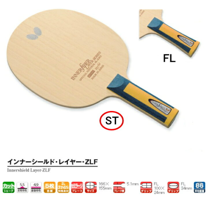 楽天市場】インナーシールド・レイヤー・ZLF ST バタフライ 卓球 