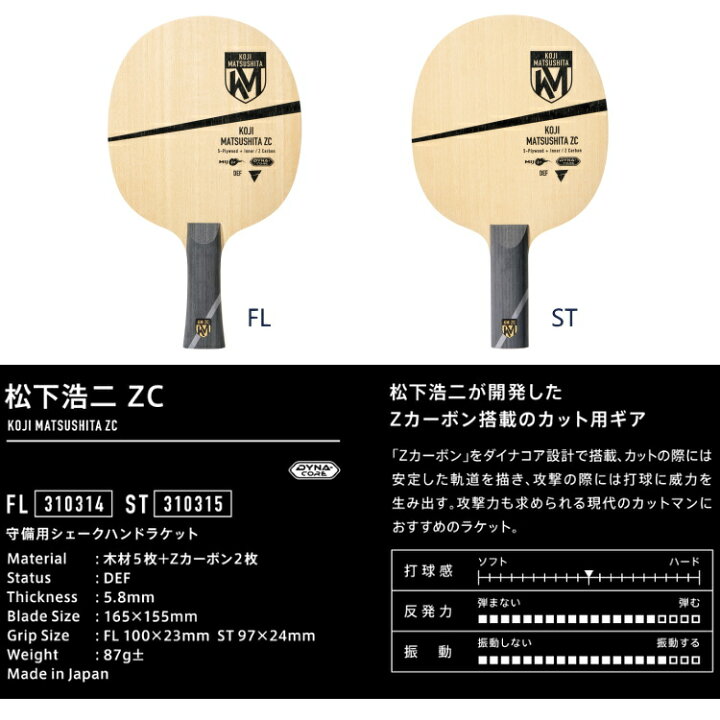 楽天市場】VICTAS ヴィクタス 卓球ラケット 松下浩二ZC FL(フレア) ST 