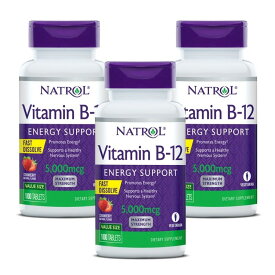 【送料無料】 3個セット ビタミンB-12 5000mcg 100粒 チュワブル ストロベリー味 ナトロール【Natrol】Vitamin B-12 5,000 mcg 100 Tablets 3set