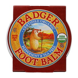 【送料無料】 オーガニックフットバーム ペパーミント&ティーツリー 56g 足用 かかと バジャー【Badger】Organic Foot Balm Peppermint & Tea Tree 2 oz