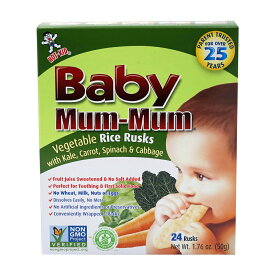 【送料無料】 ベビーマムマム オーガニックライスラスク ベジタブル 24個入り ホットキッド【HOT-KID】Baby Mum-Mum, Rice Rusks, Vegetable 24 Rusks