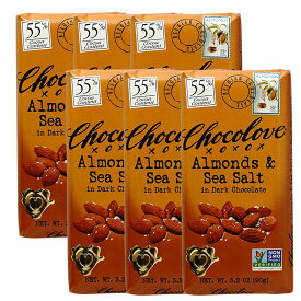 【送料無料】 6個セット アーモンド&シーソルト ダークチョコレート 90g チョコラブ【CHOCOLOVE】Chocolove Almonds & Sea salt in Dark Chocolate 3.2oz 6set