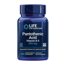 【送料無料】 パントテン酸 ビタミンB-5 500mg 100粒 ベジカプセル ライフエクステンション ビタミンB群【Life Extension】Pantothenic Acid (Vitamin B-5) 500 mg, 100 Veg Capsules