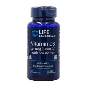 yz CtGNXeV r^~D3 with C-Ef 5000IU 60 JvZyLife ExtensionzVitamin D3 with Sea-Iodine 5000 IU 60 Capsules