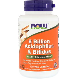 【送料無料】 ナウフーズ アシドフィルス菌＆ビフィズス菌 120粒【Now Foods】8 Billion Acidophilus & Bifidus Veg Capsules 120CAP