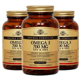 【送料無料】3個セット オメガ-3 EPA＆DHA 700mg 60粒 ソフトジェル ソルガー【Solgar】Omega-3 EPA & DHA 700 mg, 60 Softgels