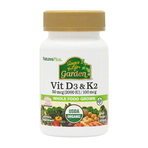 yz \[XIuCt K[f r^~D3 r^~K2 60 xWJvZ lC`[YvXyNatures PluszSource of Life Garden Vit D3 2000 IU / K2 100 mcg, 60Vegan Capsules