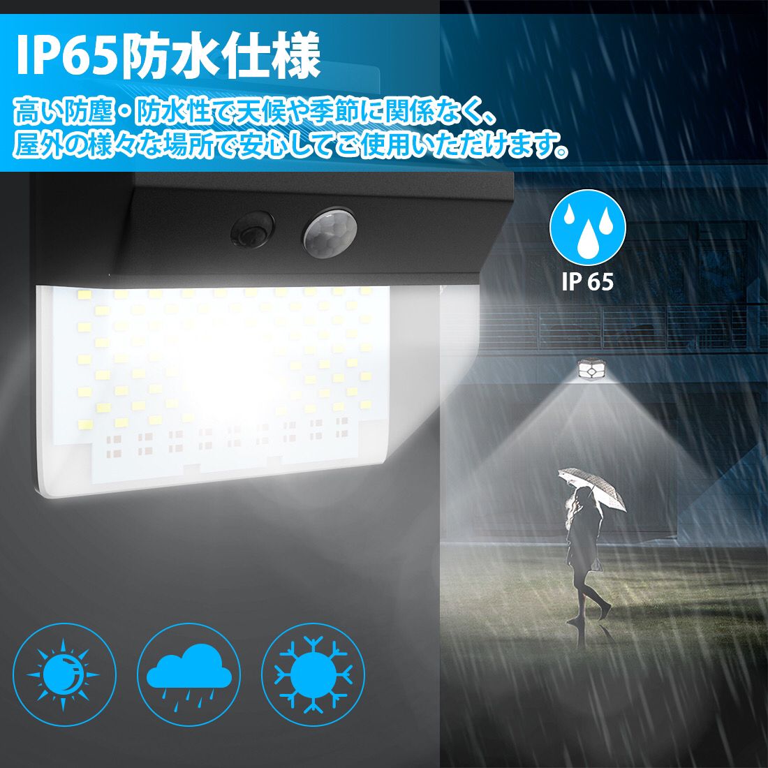 ソーラーライト 屋外 高輝度  人感センサー 3つ知能モード IP66防水