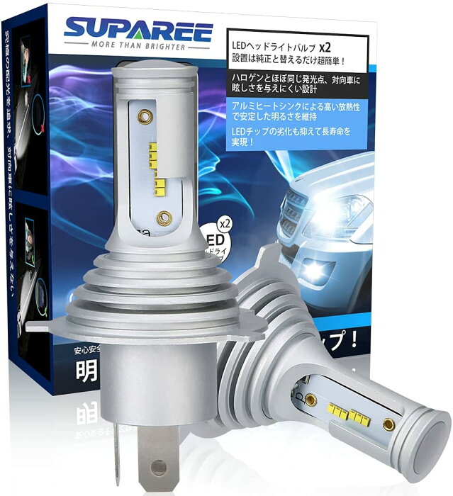 Suparee H4 Led ヘッドライト Hi Lo切替 新車検対応 ファンレス 6000k Ledバルブ 時間長寿命 一体式 Ip67 カットライト 12v車対応 ノイズ対策済み 軽自動車 バイク対応 驚異のハロゲンバルブサイズ 3年保証 Product Details Japanese Proxy Shopping Service