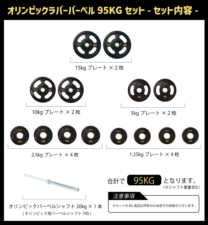 楽天市場】IROTEC（アイロテック）オリンピック ラバーバーベル95kg 
