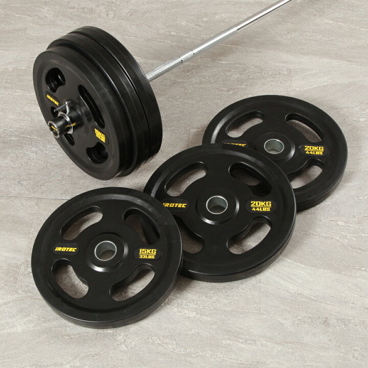 楽天市場】IROTEC（アイロテック） オリンピックラバーバーベル125KG 