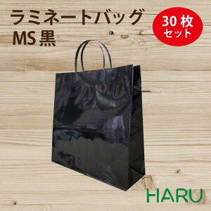 手提げ紙袋 ラミネートバッグ MS 黒 30枚 巾320×マチ110×丈320mm グロスPP 底板紙