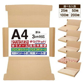 【送料無料】A4 クリックポスト 箱 A4段ボール 3cm対応 最大サイズ 通販ボックス コンパクト 箱 BOX ゆうゆうメルカリ便 らくらくメルカリ便 フリマ ギフトボックス 梱包