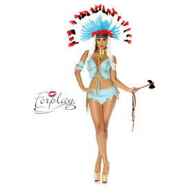 ハロウィン コスプレ 衣装 ForPlay フォープレイ 553700 インディアン 4点セット正規品 ネイティブ アメリカン 民族 コスチューム 衣装 衣裳 仮装 フリンジ ドレス セクシー かわいい ファッション おしゃれ コーデ ブルー 青 海外
