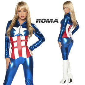 コスプレ 衣装 ROMA COSTUME ローマ RM 4345 キャプテンアメリカ 2点セット 正規品 アベンジャーズ マーベル キャラクター コスチューム 衣裳 仮装 つなぎ 長袖 かわいい セクシー かっこいい 撮影 ダンス 舞台