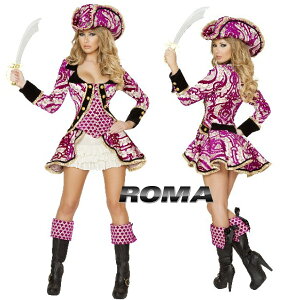 ハロウィン コスプレ パイレーツ 海賊 4点セット 衣装 ROMA ローマ RM 4527正規品 ジャックスパロウ フック 船長 キャプテン コスチューム 衣裳 仮装 ゴージャス かっこいい セクシー かわいい