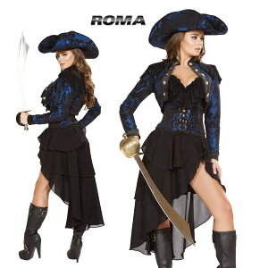 コスプレ 衣装 ROMA COSTUME ローマ RM4652 海賊 パイレーツ4点セット 正規品 ジャックスパロウ フック 船長 キャプテン クック コスチューム 衣装 衣裳 仮装 ゴージャス かっこいい セクシー かわ