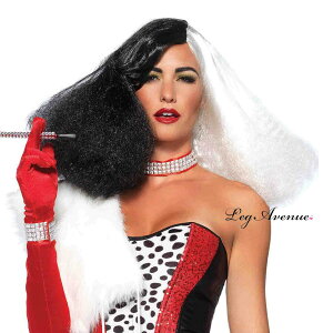 ハロウィン コスプレ 衣装 LEG AVENUE レッグアベニュー WIG ウィッグ かつら LA- A2731 ヴィラン ブラック / ホワイト 正規品 クルエラ 101匹わんちゃん コスチューム 衣装 衣裳 仮装 かっこいい セ