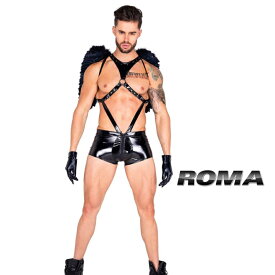 コスプレ 衣装 ROMA COSTUME ローマ RM5027 ダークエンジェル メンズ 正規品 男性 天使 堕天使 デビル 悪魔 コスチューム 衣裳 黒 エナメル ホットパンツ ハーネス 羽 はね セクシー かっこいい ゴーゴー ダンス 舞台 ステージ ショー ハロウィン クラブ イベント パーティー