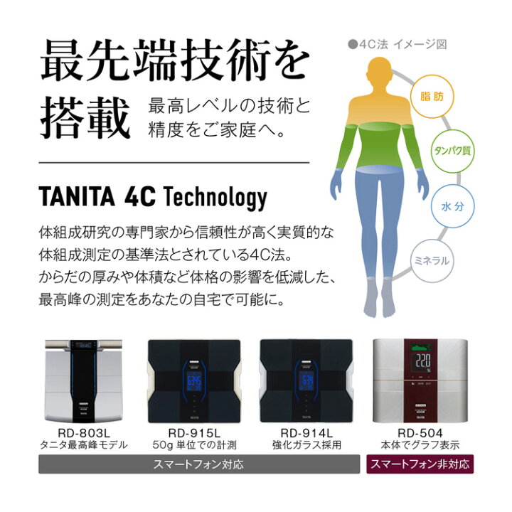 楽天市場】タニタ 体組成計 体重計 測定データグラフ表示 RD-504 