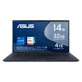 ASUS ExpertBook B9 B9400CBA ノートパソコン 14型 Iris Xe Core i7-1255U メモリ 32GB SSD 4TB Webカメラ 指紋認証 近接センサ Bluetooth Wifi6 WPS Office付き 日本語キーボード B9400CBA-KC0218W