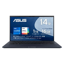 ASUS ExpertBook B9 B9400CBA ノートパソコン 14型 Iris Xe Core i7-1255U メモリ 16GB SSD 1TB Webカメラ 指紋認証 近接センサ Bluetooth Wifi6 WPS Office付き 日本語キーボード B9400CBA-KC0203X
