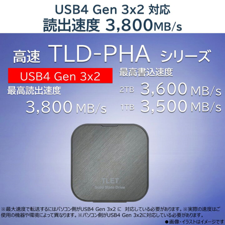 楽天市場】東芝エルイートレーディング（TLET）外付けSSD 2TB TLD 