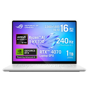 ASUS ROG ZEPHYRUS G16 GA605WI Q[~Om[gp\R 16^ GeForce RTX 4070 AMD Ryzen AI 9 HX 370  32GB SSD 1TB WebJ Wi-Fi 7 Bluetooth Windows 11 Home GA605WI-AI9R4070W yXbox Game Pass Ultimate 3t(CERO敪_Z