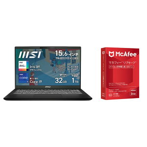 【セット商品】MSI ビジネスノートパソコン Modern-15-H-C13M-7258JP 15.6インチ/Core i9-13900H/Iris Xe グラフィックス/メモリ 32GB/SSD 1TB/Windows 11 Home/日本語キーボード + マカフィー リブセーフ 3年版 同時