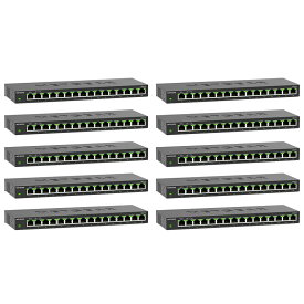 【セット商品】ネットギア NETGEAR 卓上型コンパクト アンマネージスイッチングハブ GS316 ギガビット 16ポート 静音ファンレス 省電力設計 3年保証 GS316-300JPS 10台セット