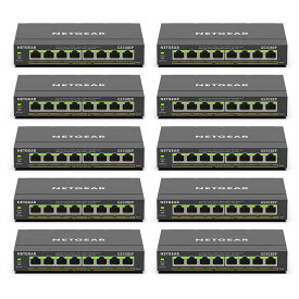【セット商品】ネットギア NETGEAR ギガビット8ポート アンマネージプラススイッチ PoE+(62W) 金属筐体 静音ファンレス GS308EP-100JPS 10台セット