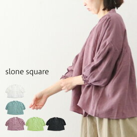 ＼10％offクーポン配布中／ slone square 38044 スロンスクエア フレンチリネンスタンドカラー6分袖ブラウス ギフト 母の日 プレゼント ランキングcp