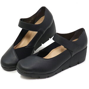 パンプス レディース 痛くない 太ヒール 厚底 ストラップ ウェッジソール 美脚 FIRST CONTACT 39616