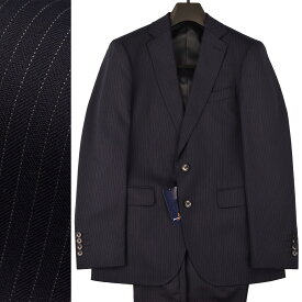 【ツーパンツ/パンツ2本セット】総裏 ウールポリエステル ピンストライプスーツ 紺(Y5・Y6・Y7・Y8/A4・A5)メンズスーツ ビジネススーツ 卒業式 入学式 入社式 新入社員 男 1145872-B