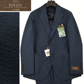 ◆Marzotto マルゾット イタリア製生地◆春夏モデル【HAVANA】無地 シアサッカースーツ 紺(A5・A6・A7・A8/AB5・AB6・AB7サイズ)メンズスーツ ビジネススーツ