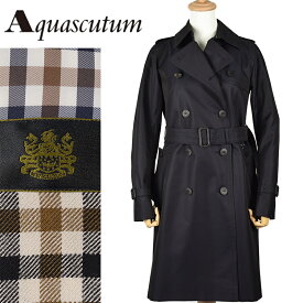 ◆Aquascutum アクアスキュータム◆定価132,000円 日本製 取外ライナー付き ベーシック トレンチコート 紺 レディース スプリングコート