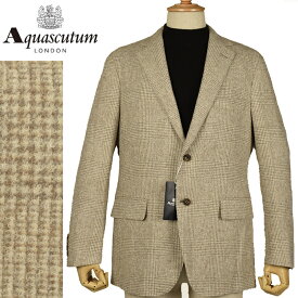 ◆Aquascutum アクアスキュータム◆秋冬モデル 定価 176,000円 日本製 アルパカ混ウール チェック柄ジャケット ベージュ (AB4サイズ)メンズジャケット ビジネス カジュアル おしゃれ