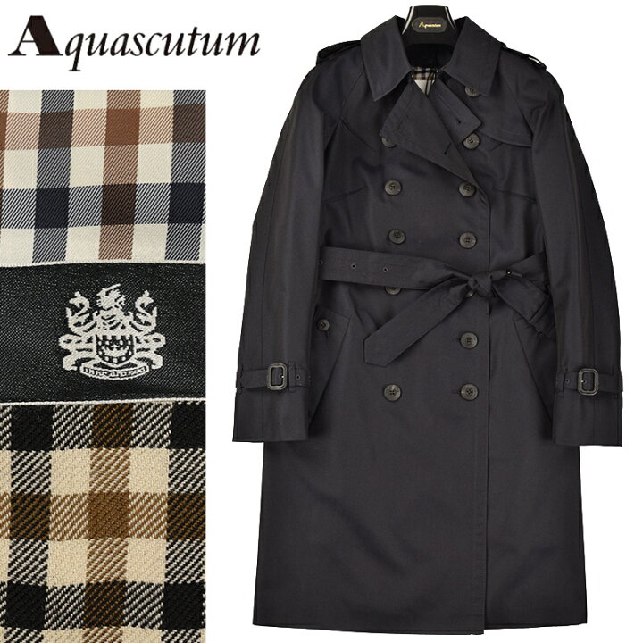 極美品○Aquascutum アクアスキュータム コットン100% 裏地チェック柄  