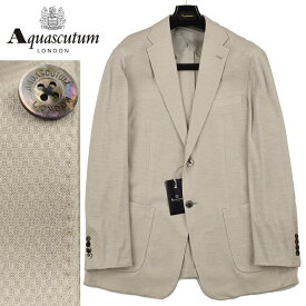 ◆Aquascutum アクアスキュータム◆【75％OFF】 春夏モデル 定価 88,000円 日本製 織柄 シルクリネンジャケット ライトグレー メンズジャケット ビジネス カジュアル おしゃれ