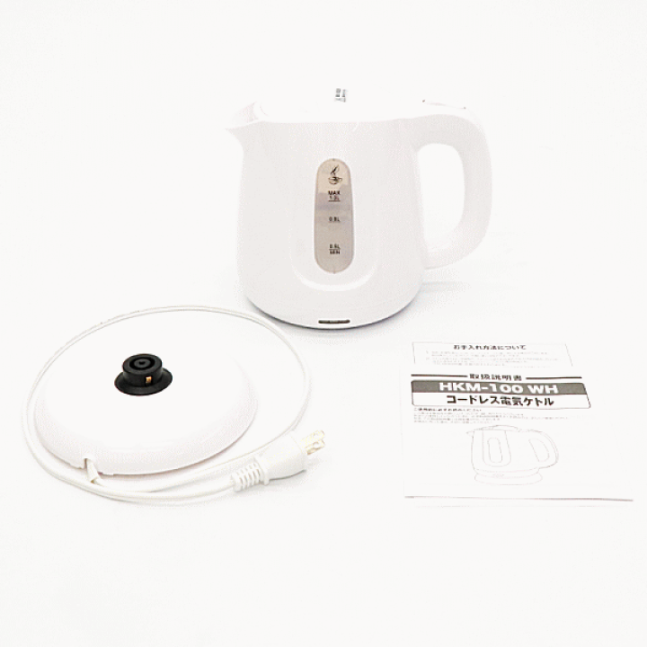 楽天市場】電気ケトル コードレス電気ケトル 1.0L HKM-100WH（白）1台