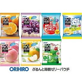 オリヒロ 蒟蒻ゼリー ぷるんと蒟蒻ゼリー パウチ（20g）6個入 押し出して食べるパウチタイプ こんにゃくゼリー ダイエットスイーツ 低カロリー グレープ 白桃 マスカット 温州みかん メロンソーダ 塩レモン ぶどう糖(ラムネ味）豊水梨 期間限定 4個までメール便 【3167】