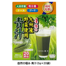 青汁 自然の極み青汁 1箱（3g×20包）4種の九州産野菜使用 粉末タイプ 九州産青汁 国産青汁 大麦若葉 ケール 明日葉 ゴーヤ 国産 新日配薬品 【3167】