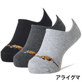 【靴下の岡本公式】【公式店限定】【3足組】ココピタ ベーシック レディース スニーカー用深め アライグマ