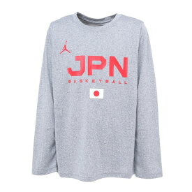 ジョーダン（JORDAN）（キッズ）バスケ 日本代表 Tシャツ ジュニア 長袖 JPN 2023 W杯 グレー YGB7NBA2-GREY