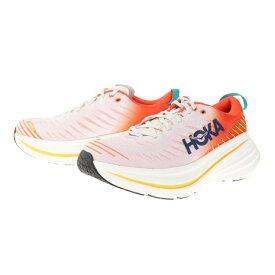 ホカ（HOKA）（メンズ）ランニングシューズ ボンダイX レギュラー ホワイト オレンジ 1113512-BDBF スニーカー トレーニング ジョギング ロード 軽量